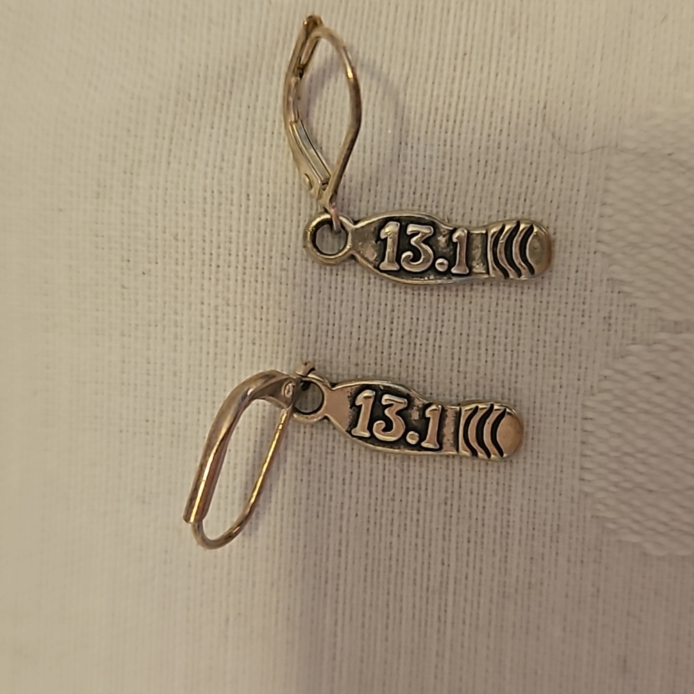Women's Running Athletic Half Marathon Earrings 13.1 Shoe Print Sterling 9.25